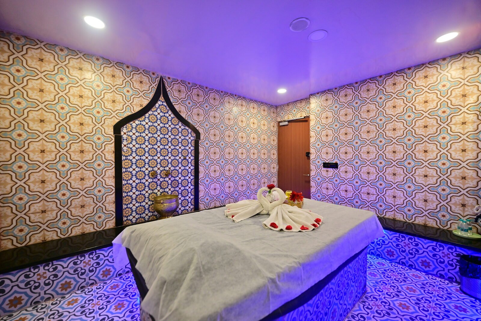 Hammam-style Moroccan treatment room interior